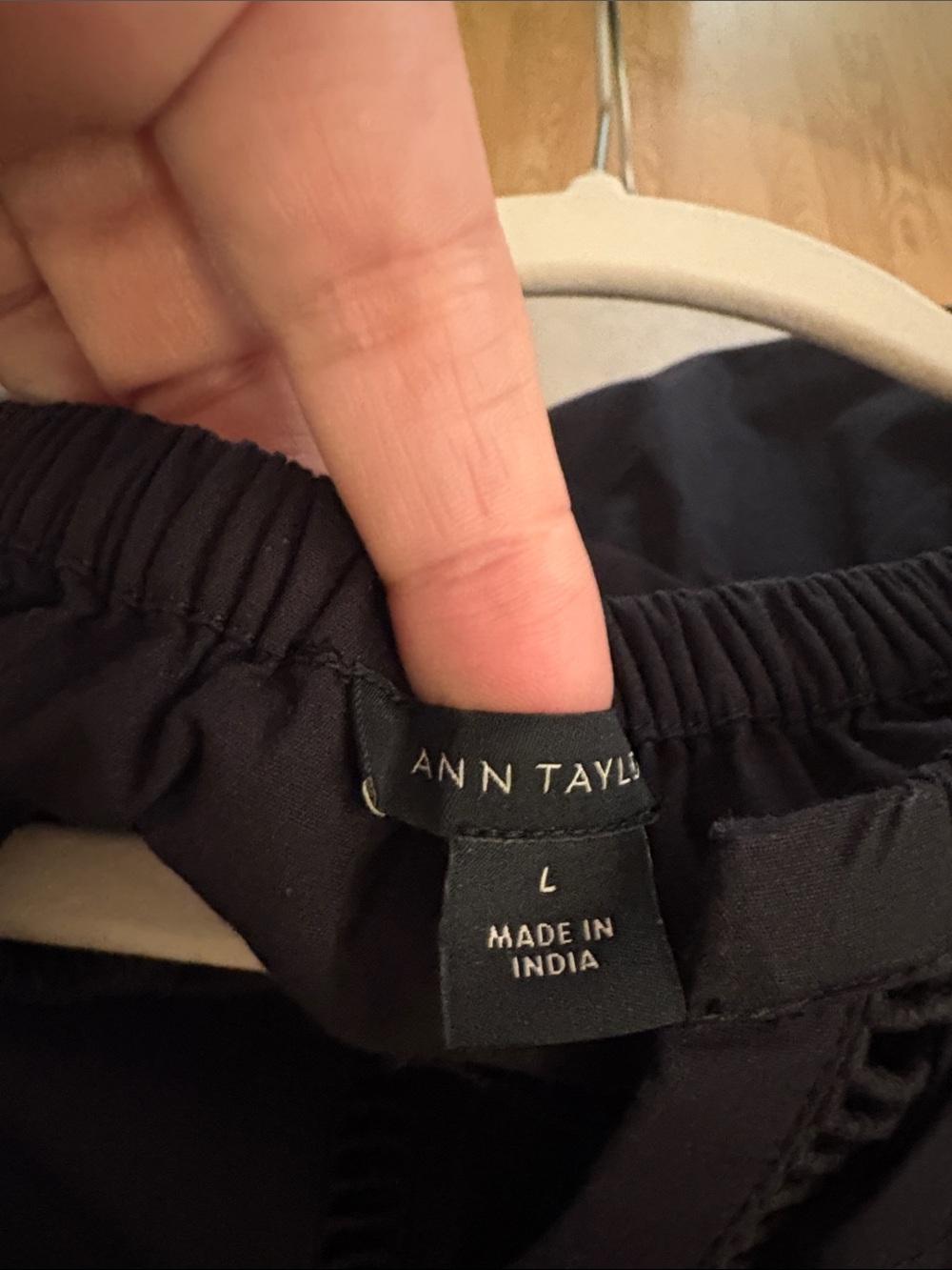 Ann Taylor Black Tiered Midi Dress with Puff Sleeves and Eyelet Detail - Picture 3 of 9